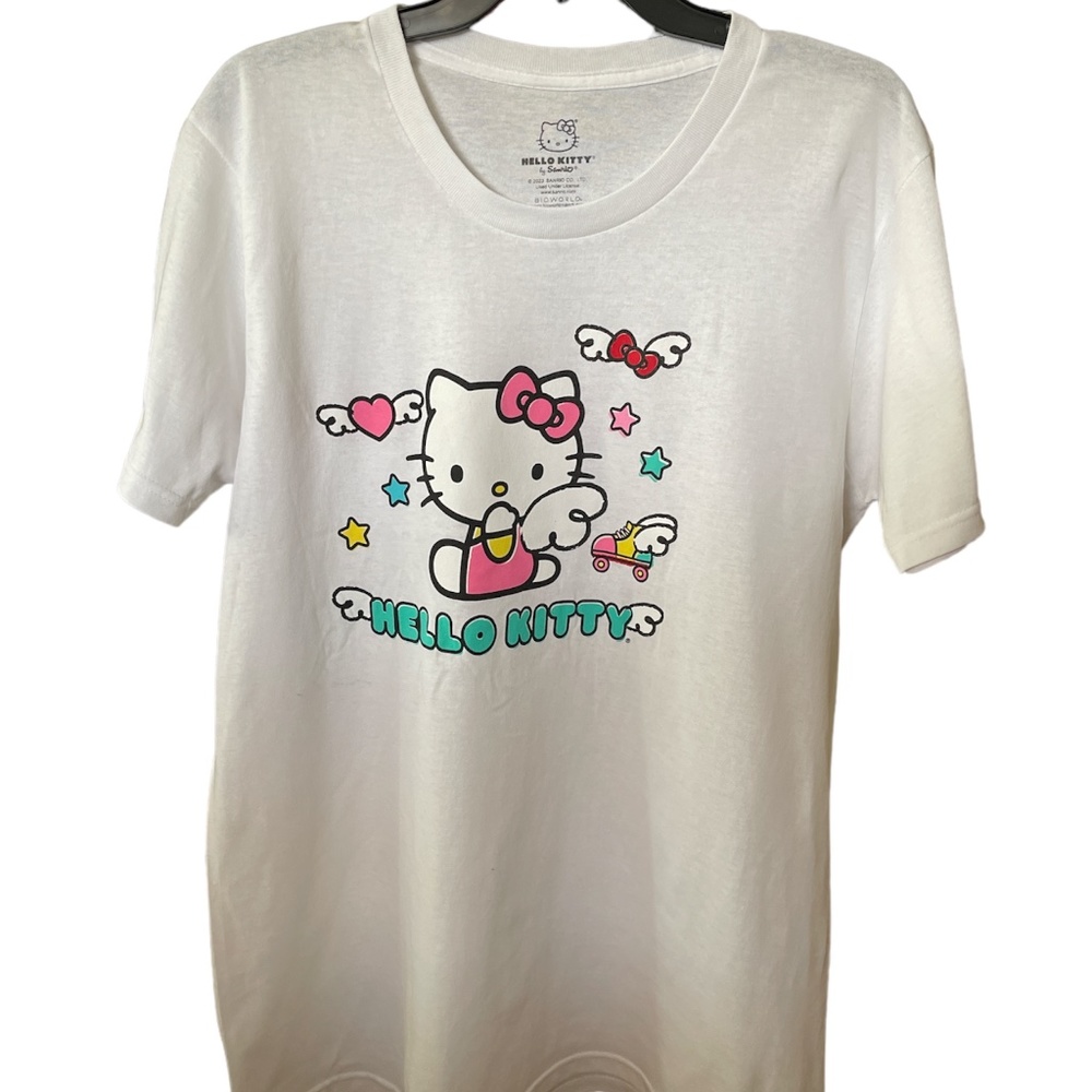 Sanrio Hello Kitty Angel Roller Skate Shirt White NWOT Large
